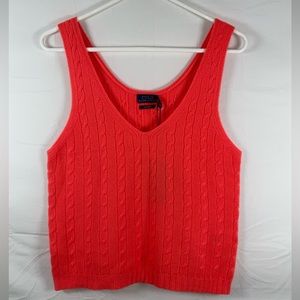 NWT Women’s Polo Ralph Lauren 100% Cashmere Cable‎ Knit Sweater Tank Top Pink L